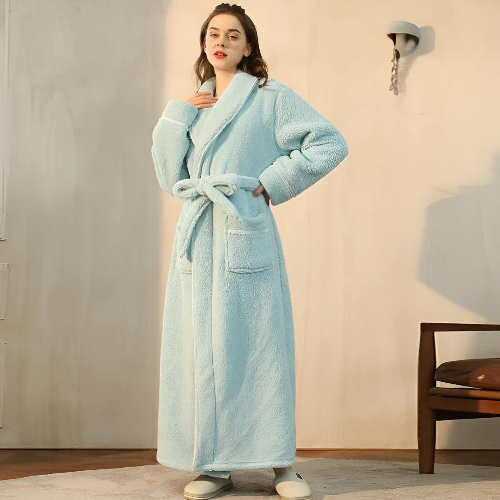 Bademantel aus Fleece mit Sherpa-Futter