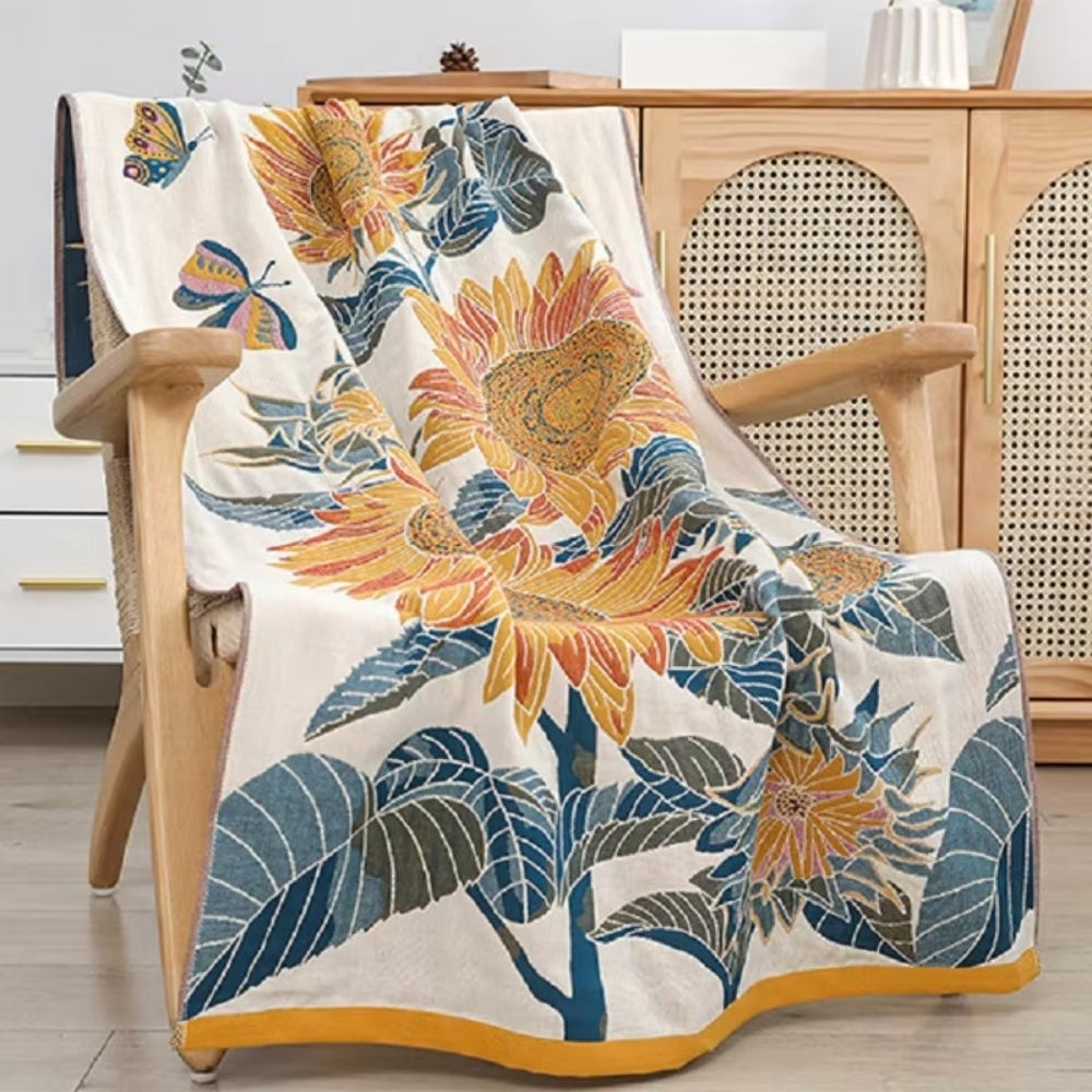 Badetuch aus Baumwolle mit Sonnenblumenmuster