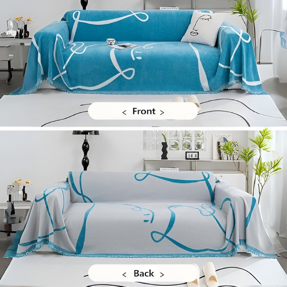 Chenille-Sofawurf mit Linienmuster, beidseitig verwendbar