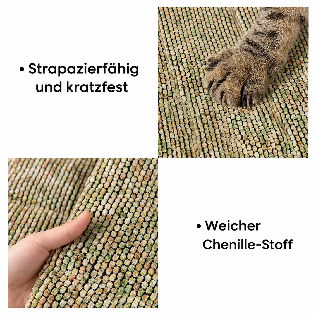 Gesteppter Chenille-Sofabezug mit Fransenkanten