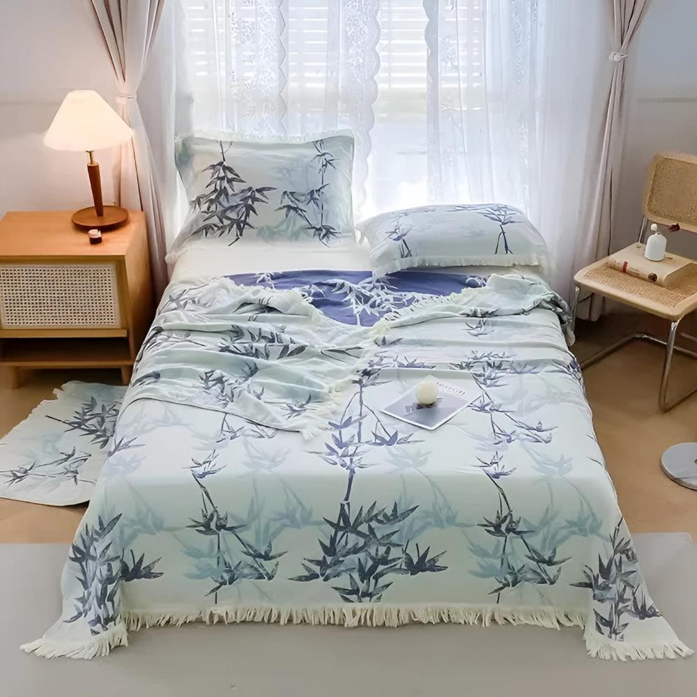 Wendbare Jacquard-Sommerdecke aus Baumwolle