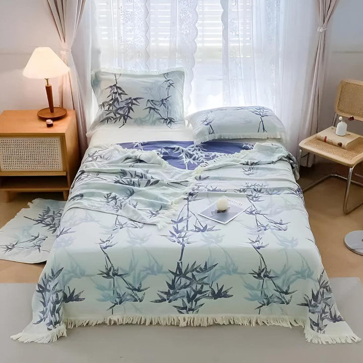 Wendbare Jacquard-Sommerdecke aus Baumwolle