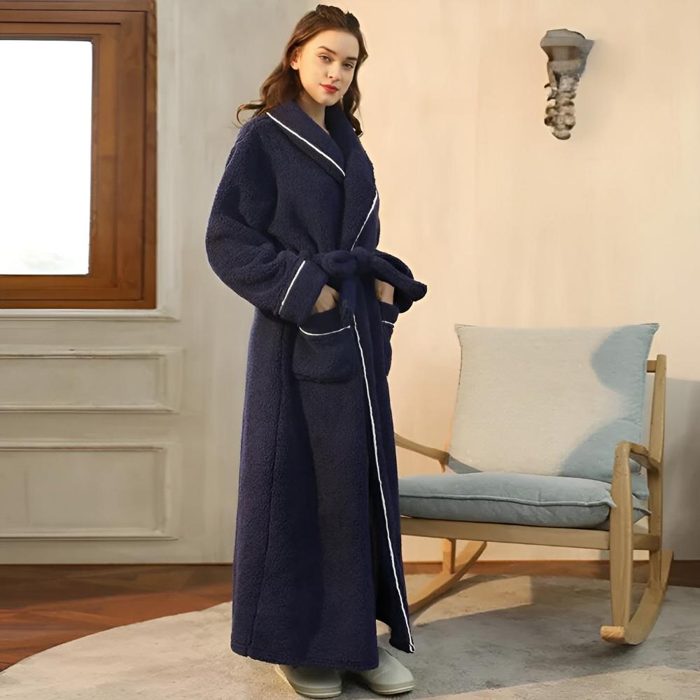 Bademantel aus Fleece mit Sherpa-Futter