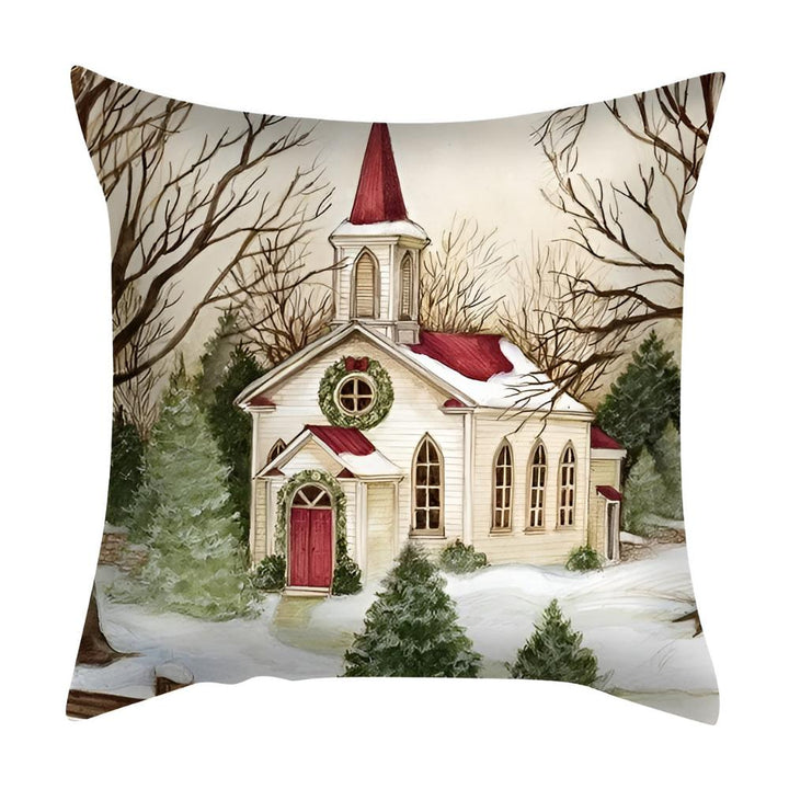 Weihnachtliche Kissenhülle aus Polyester und Leinen