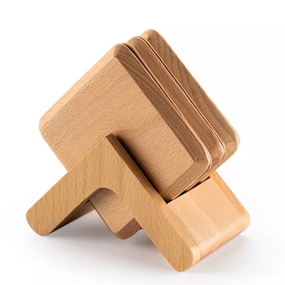 Untersetzer aus Holz, 6er-Set mit Halter
