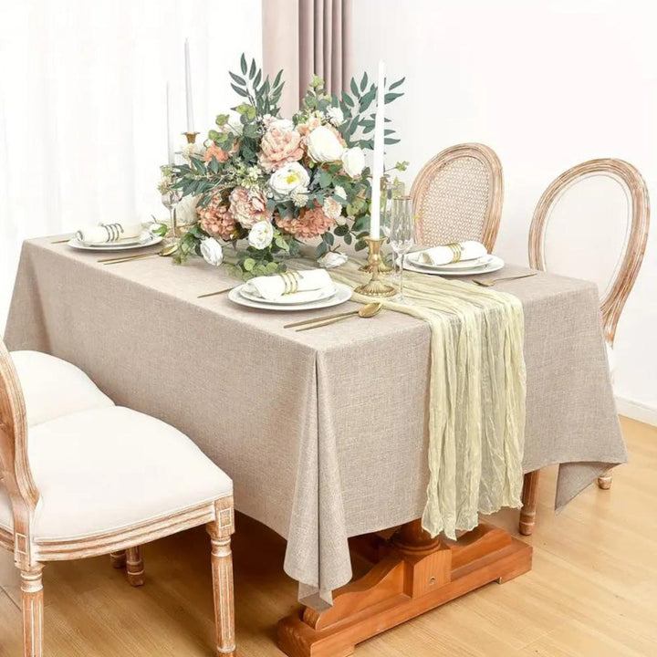 Einfarbige Tischdecke aus Baumwolle und Leinen