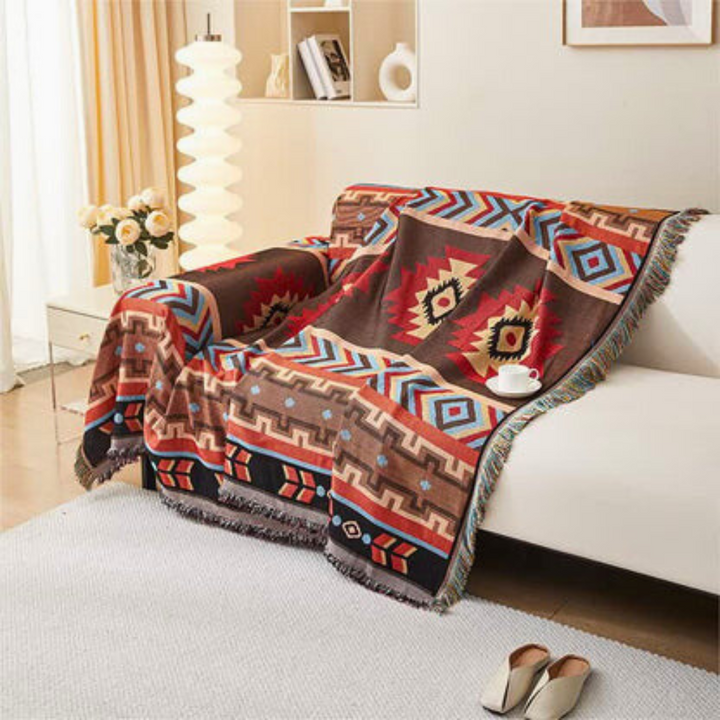 Geometrischer Boho-Sofaüberwurf, großes Format