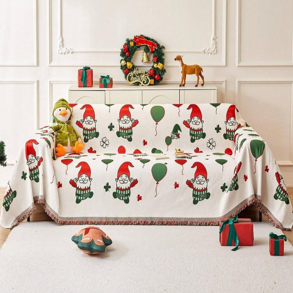 Gesteppter Sofaüberwurf mit Weihnachtswichteln