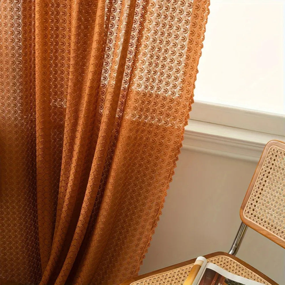 Boho-Vorhang mit Häkeloptik, halbtransparent