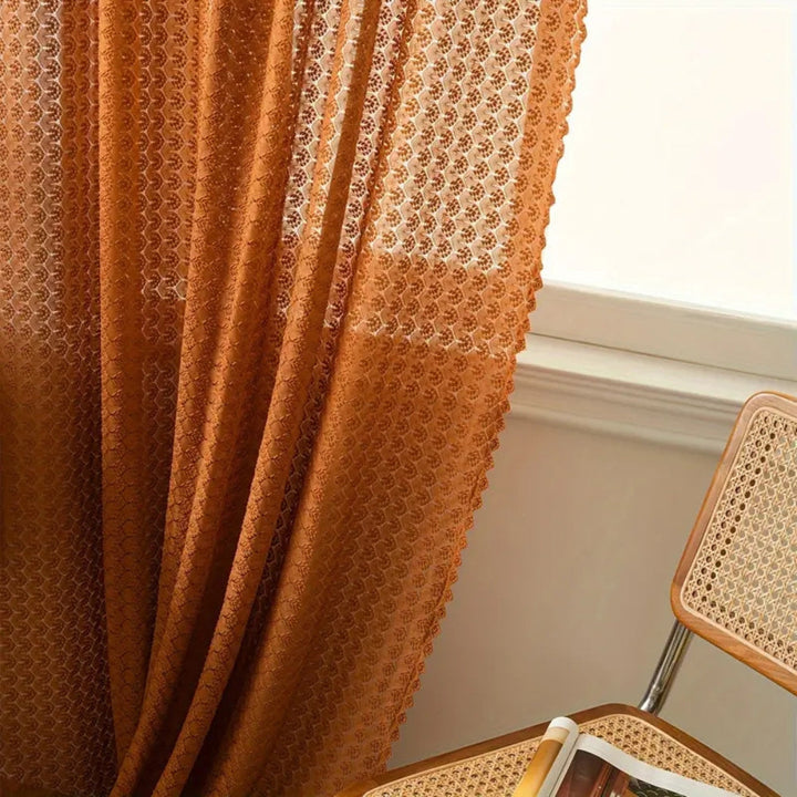 Boho-Vorhang mit Häkeloptik, halbtransparent