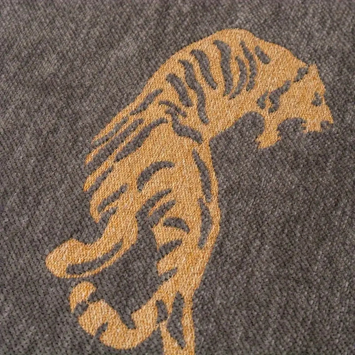 Chenille-Sofawurf mit Tigermuster, wendbar