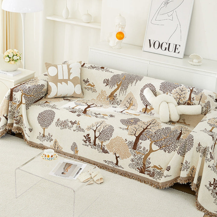 Chenille-Sofawurf mit Waldmuster