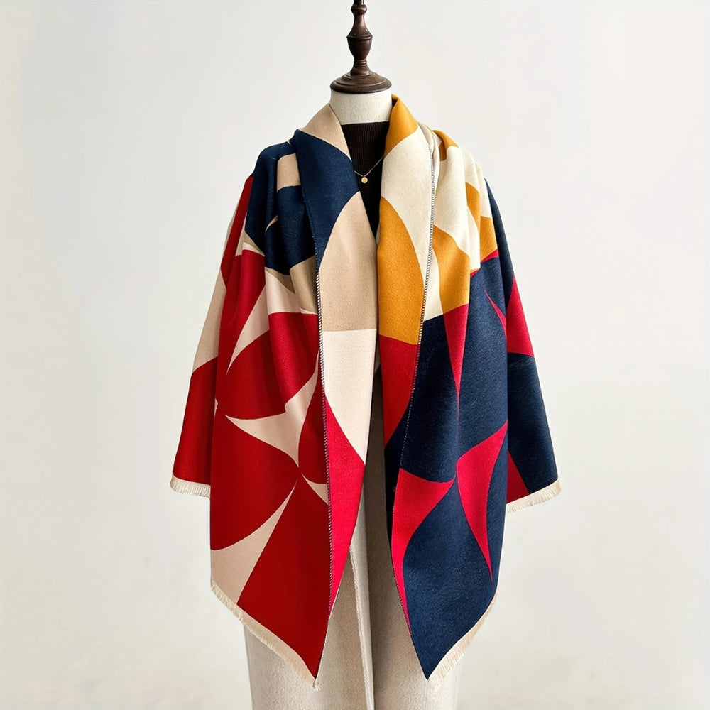Wendbarer zweifarbiger Poncho-Schal