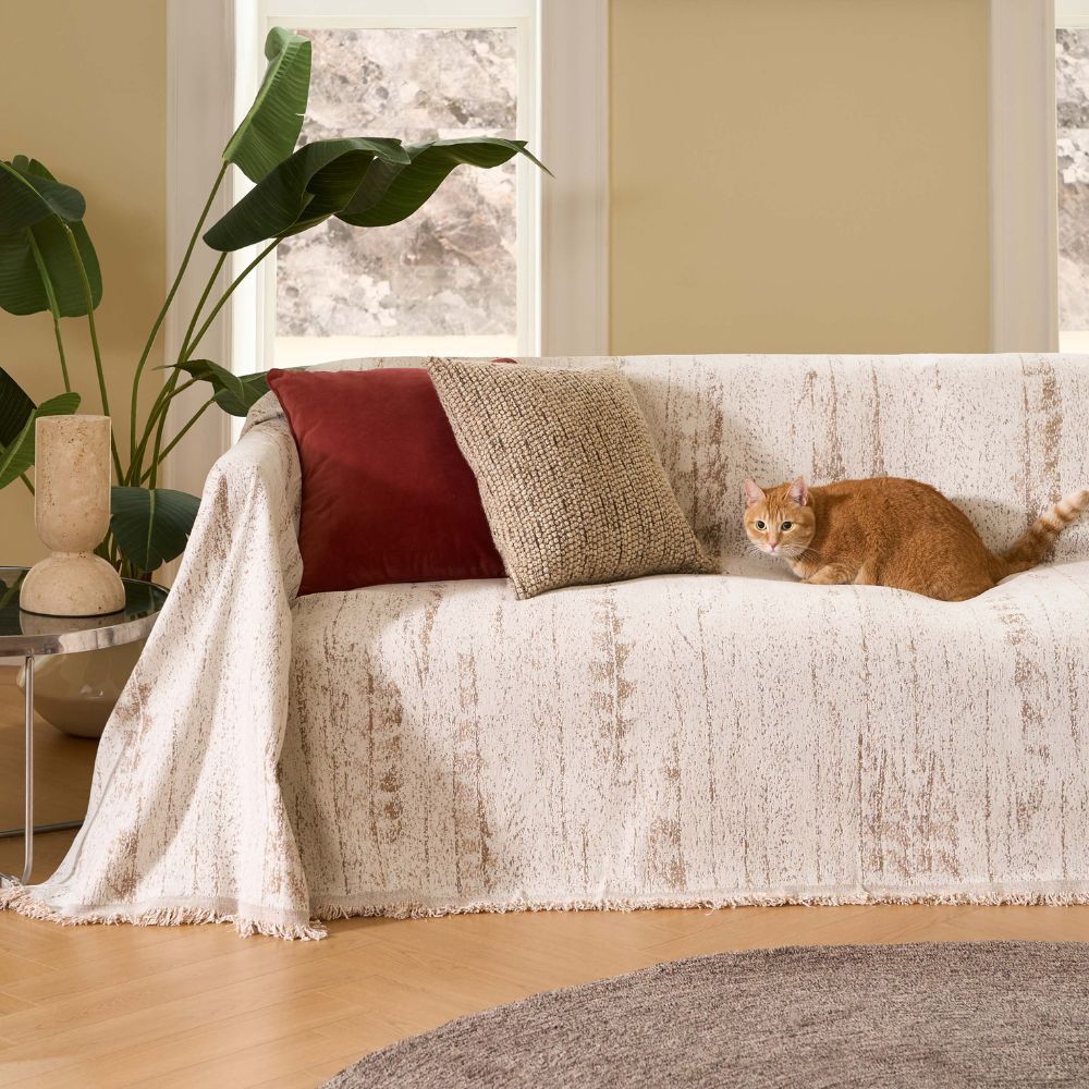 Chenille-Sofadecke mit Wappenmuster