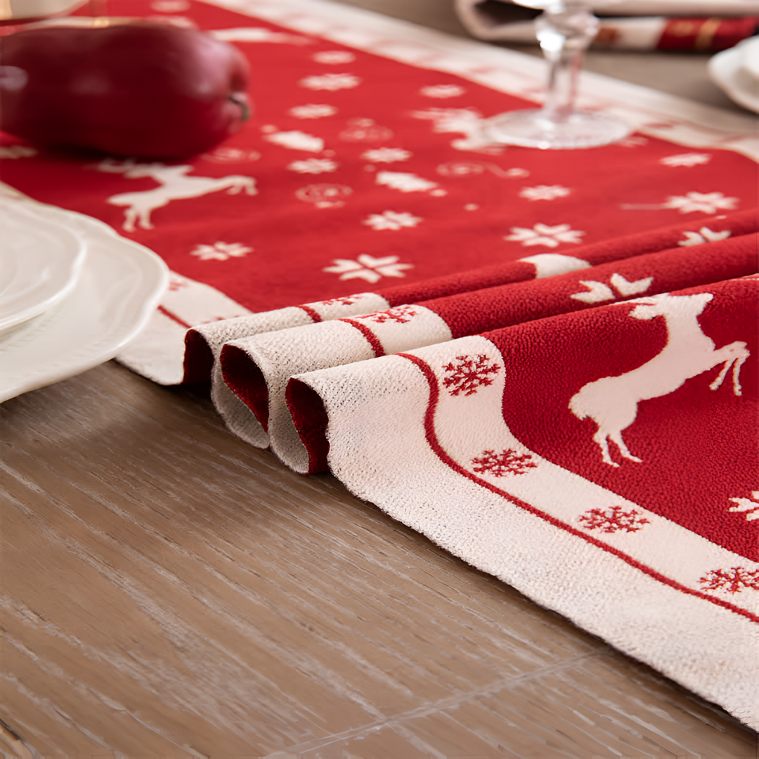 Weihnachtlicher Tischläufer mit Quasten