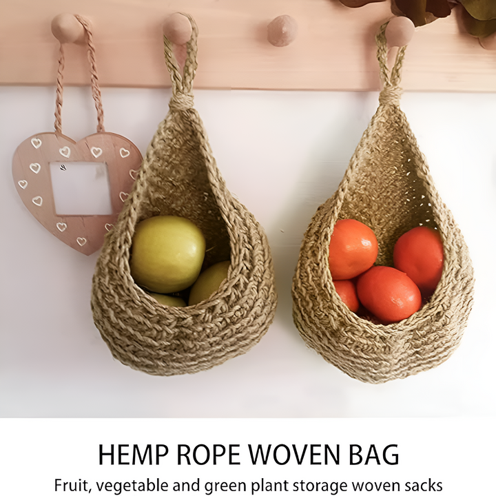 Hängekorb aus geflochtener Jute