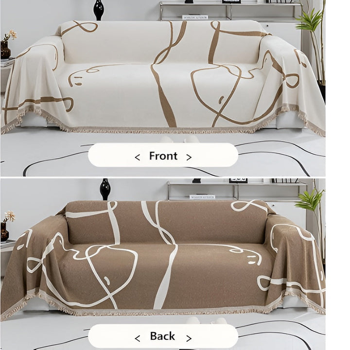 Chenille-Sofawurf mit Linienmuster, beidseitig verwendbar