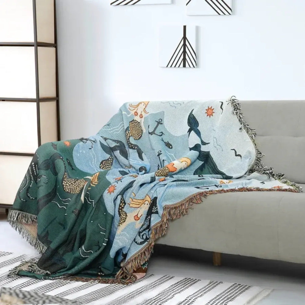Sofaüberwurf mit Unterwassermotiv