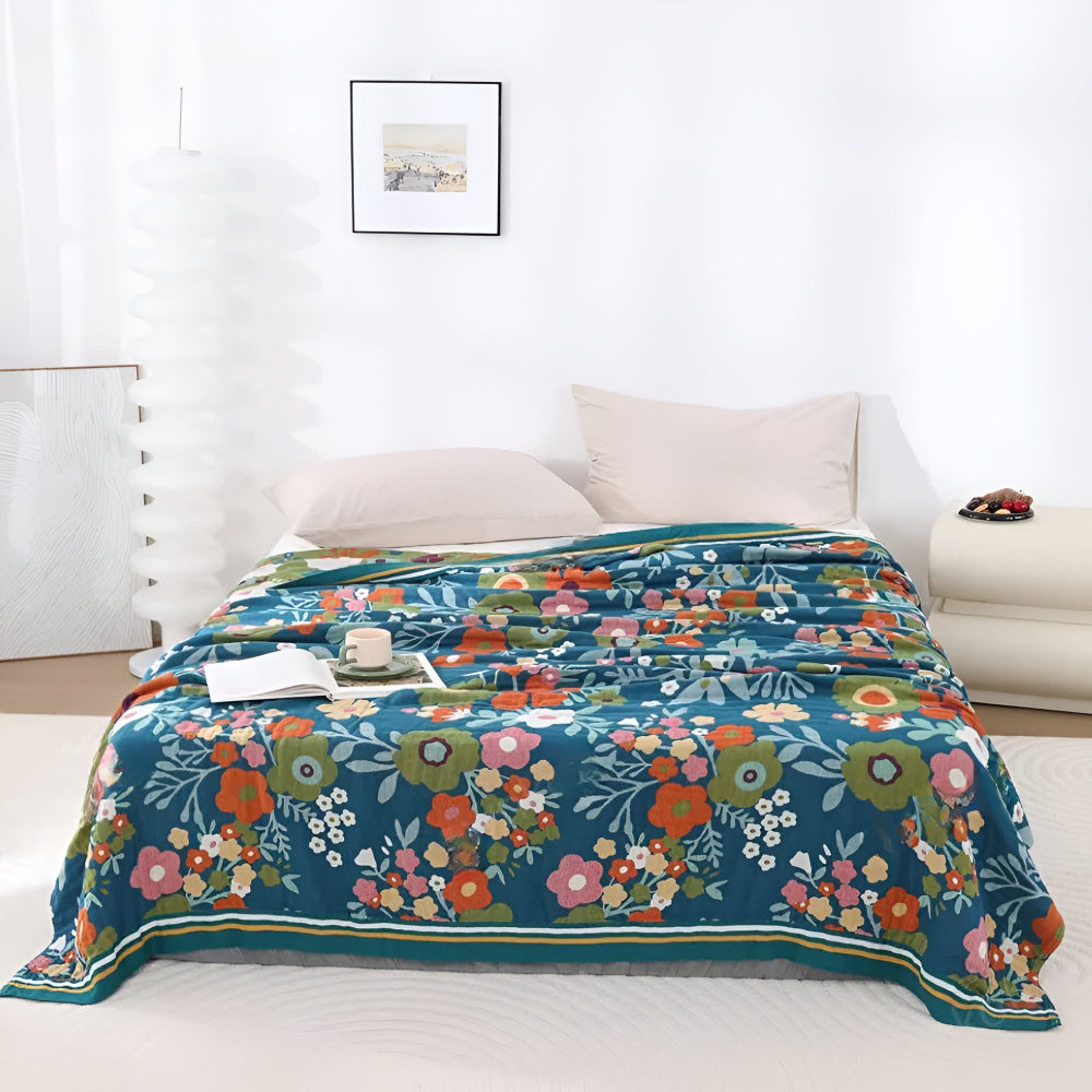 Leichte Baumwolldecke mit Wildblumen