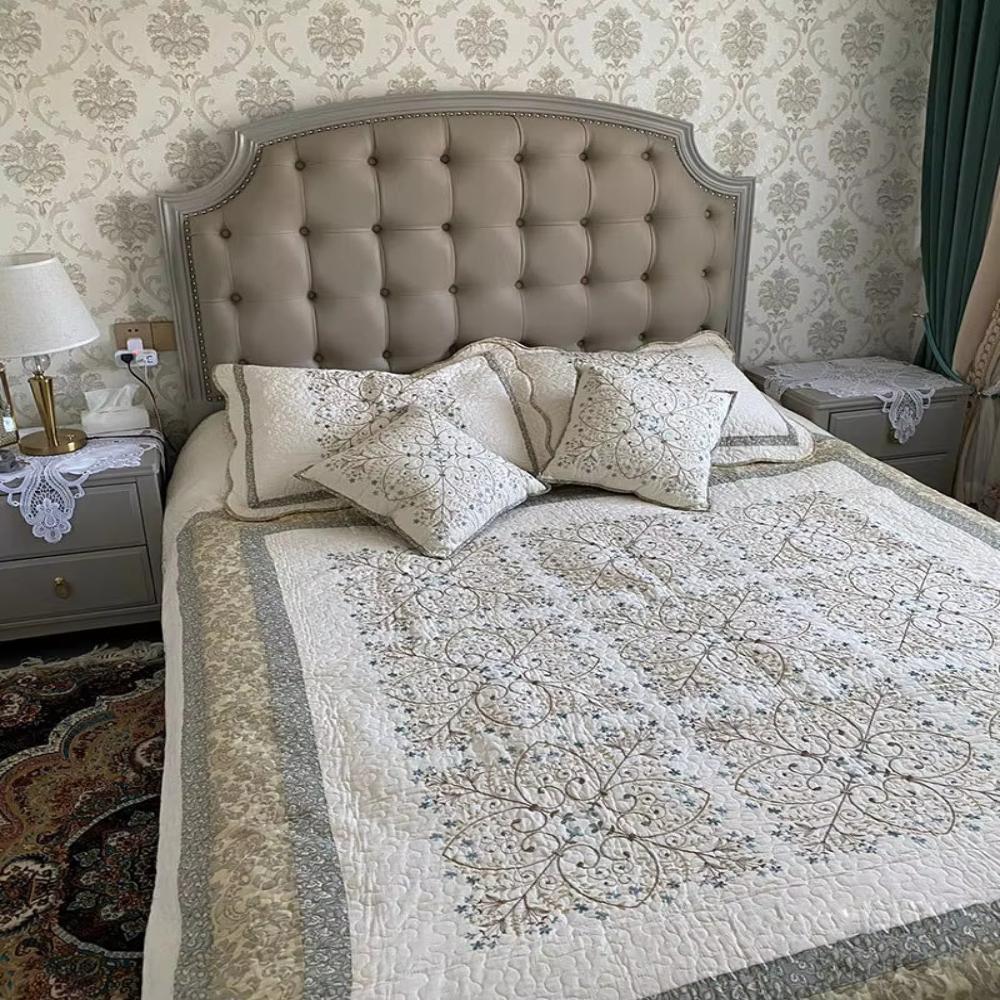 Florales Patchwork-Tagesdecken-Set, 3-teilig