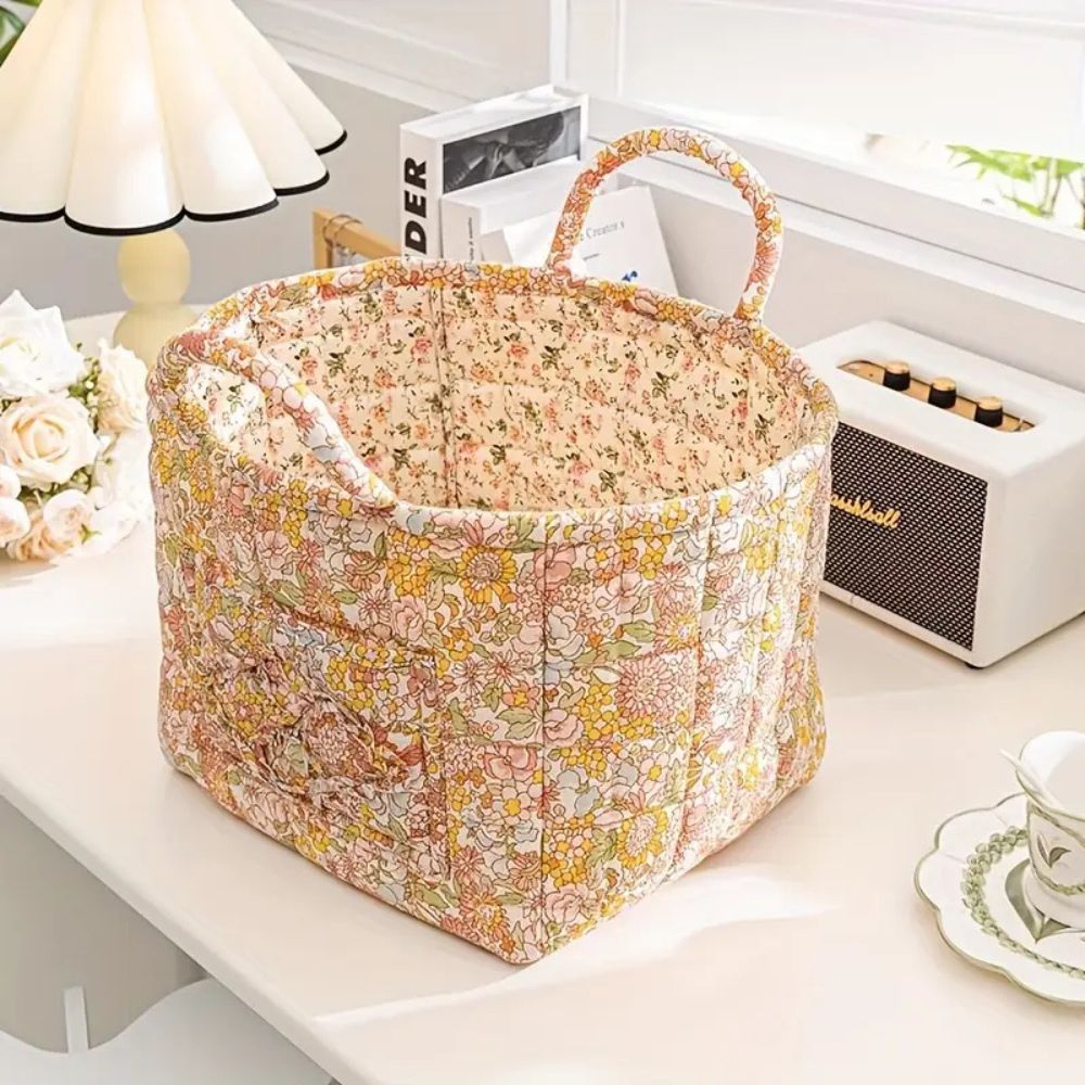 Aufbewahrungskorb aus Stoff mit Blumenmuster 33 x 27 cm