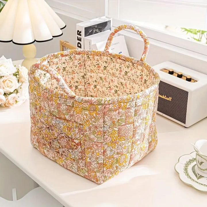 Aufbewahrungskorb aus Stoff mit Blumenmuster 33 x 27 cm