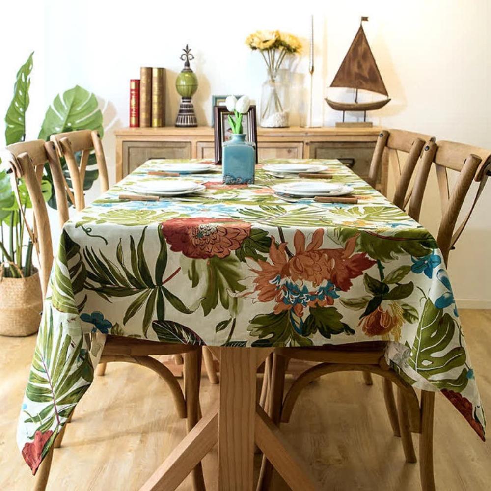 Baumwoll-Tischdecke mit Monstera-Blättern