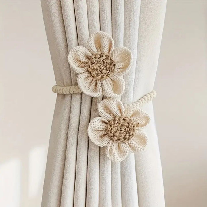 Raffhalter aus Hanfseil mit Blume, 2er-Set