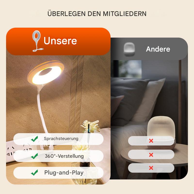 Sprachgesteuerte USB LED Lampe – High-Tech Schreibtischlampe mit Ringlicht & flexiblem Arm