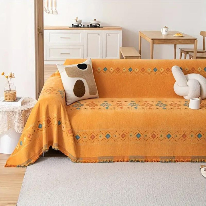 Boho-Sofaüberwurf aus Chenille mit Fransen