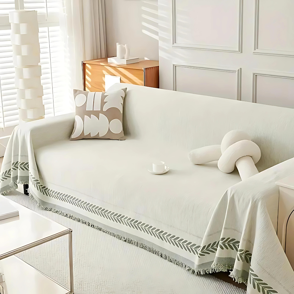 Rustikale Jacquard-Chenille-Sofadecke mit Quasten
