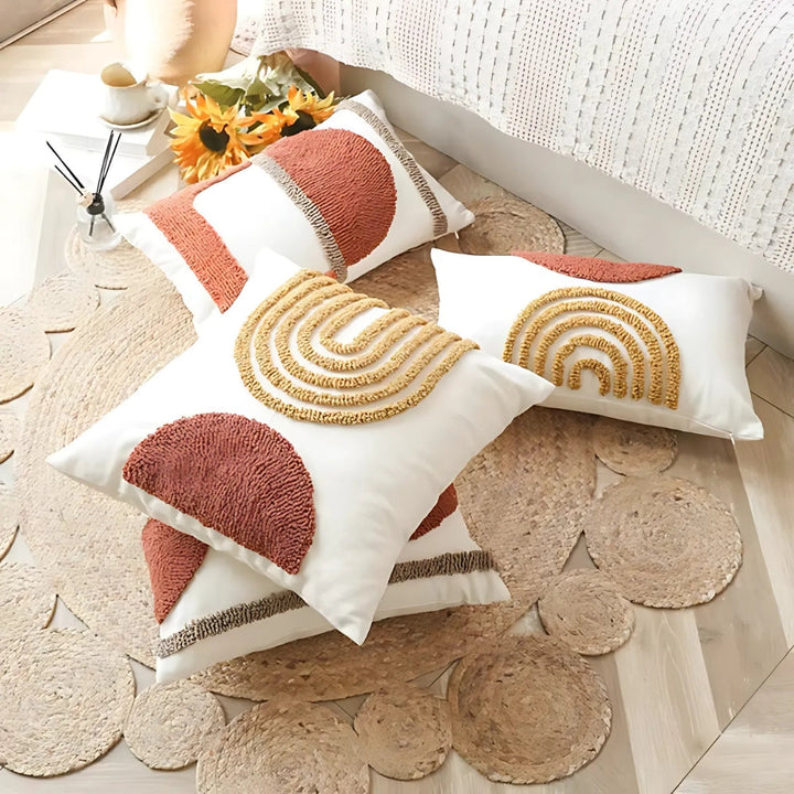 Geometrisch bestickter Kissenbezug – Ansicht 03