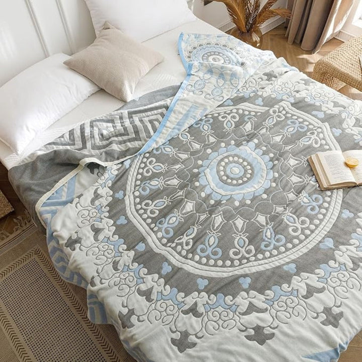 Gewebte Baumwolldecke mit Mandala-Muster