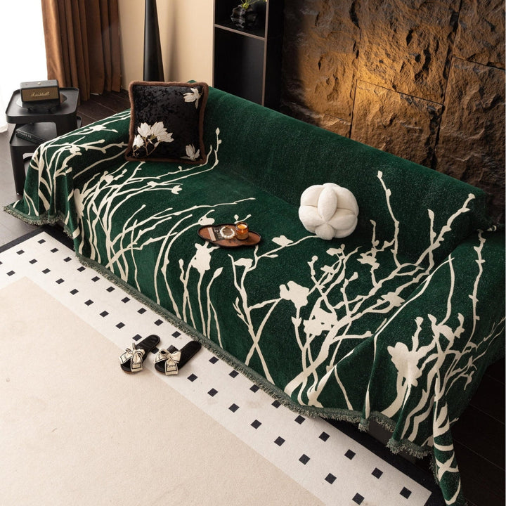 Sofaüberwurf aus Chenille mit Astsilhouette