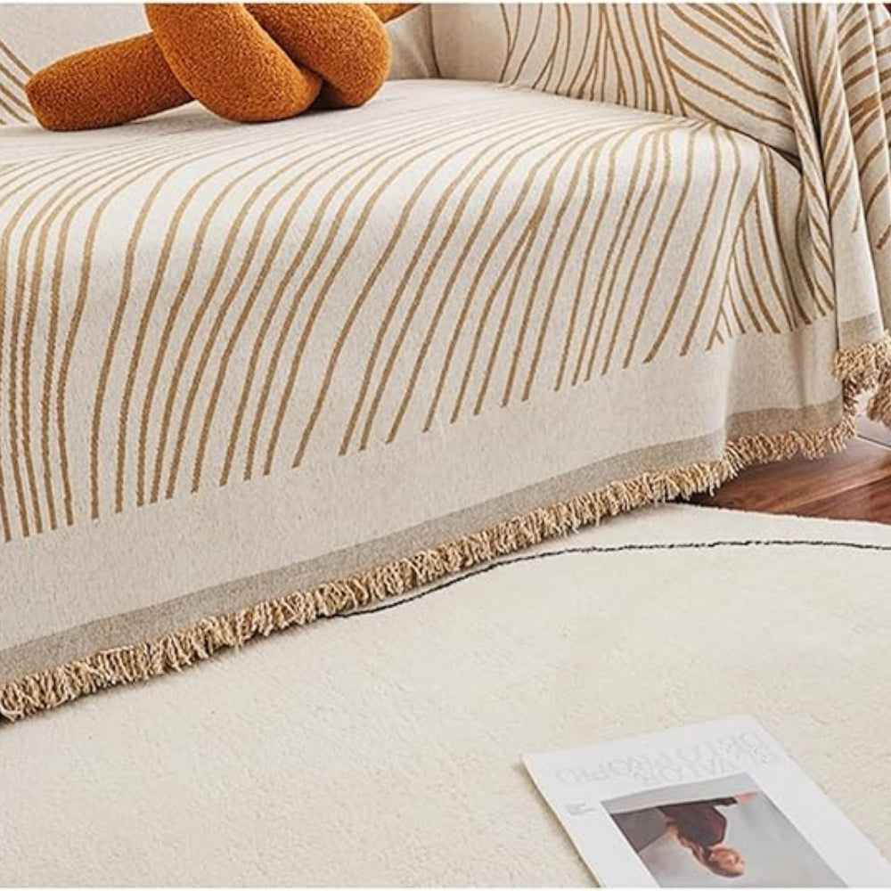 Chenille-Sofawurf mit Wellen und Quasten