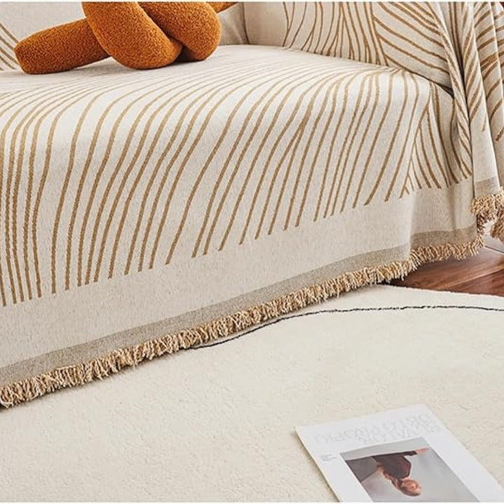 Chenille-Sofawurf mit Wellen und Quasten