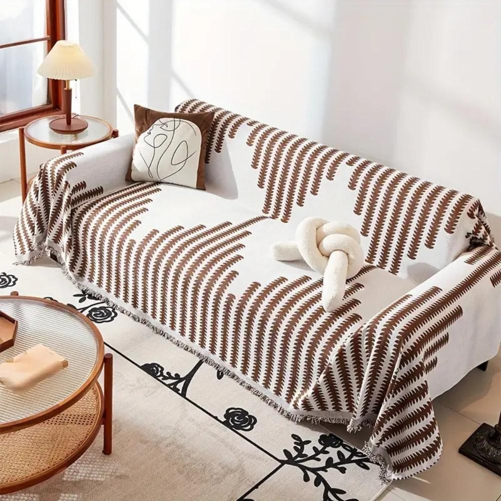 Einteiliger Chenille-Sofawurf mit Farnmuster