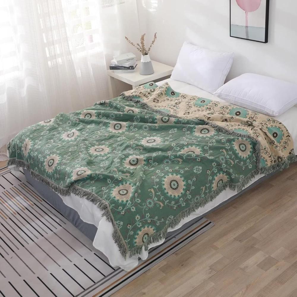 Wendbare Baumwoll-Tagesdecke mit Retro-Mandala