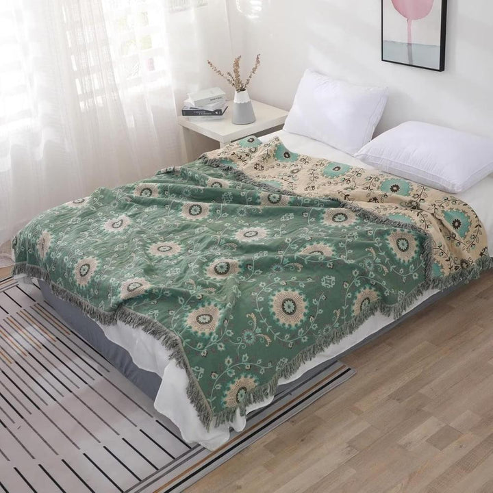 Wendbare Baumwoll-Tagesdecke mit Retro-Mandala
