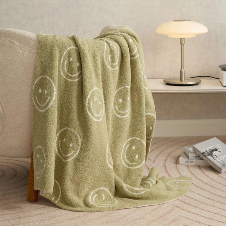 Gestrickte Decke mit Smiley-Muster