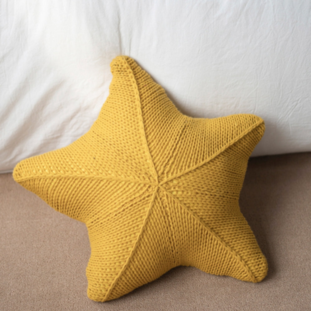 Handgestricktes Kissen mit Seestern 50 x 50 cm