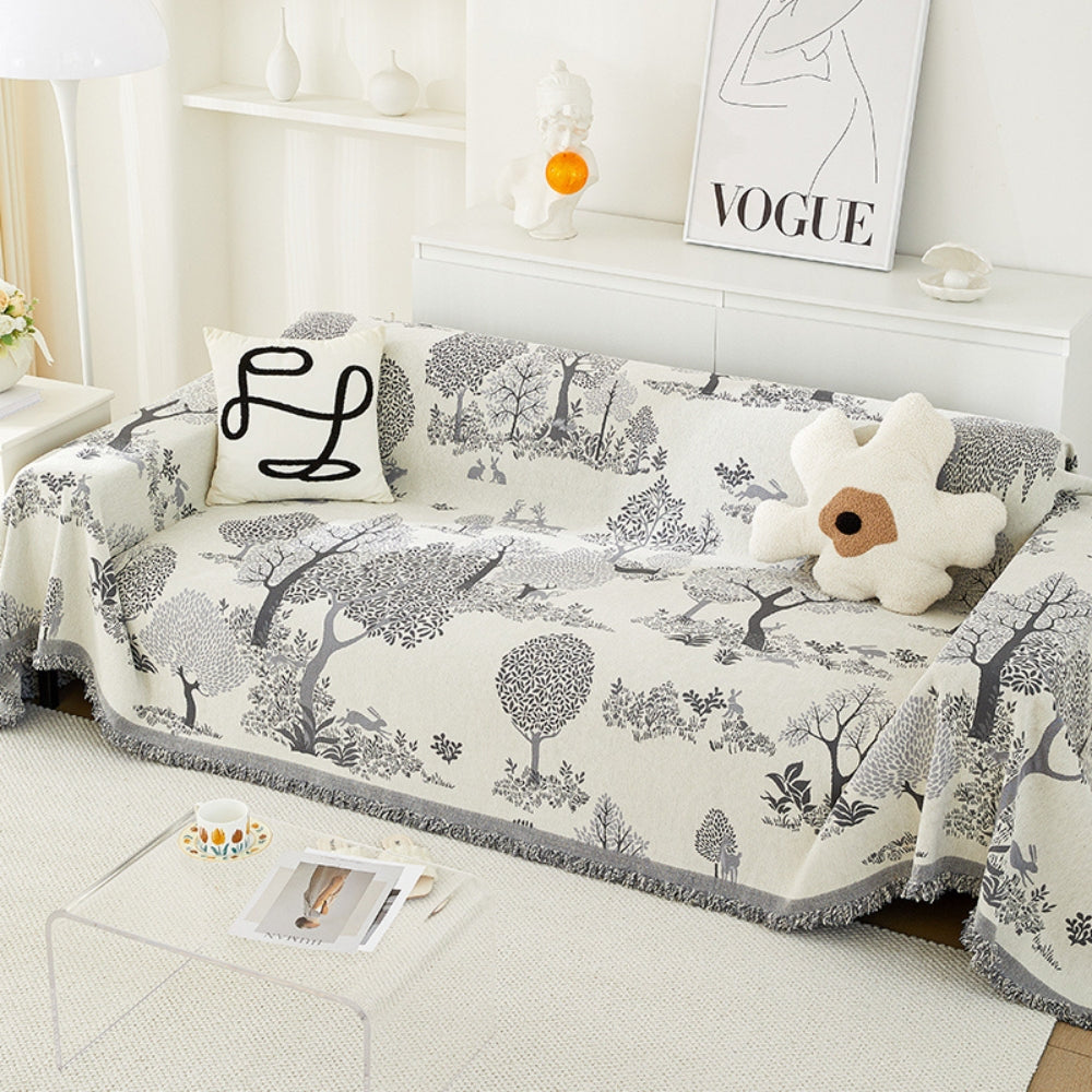 Chenille-Sofawurf mit Waldmuster