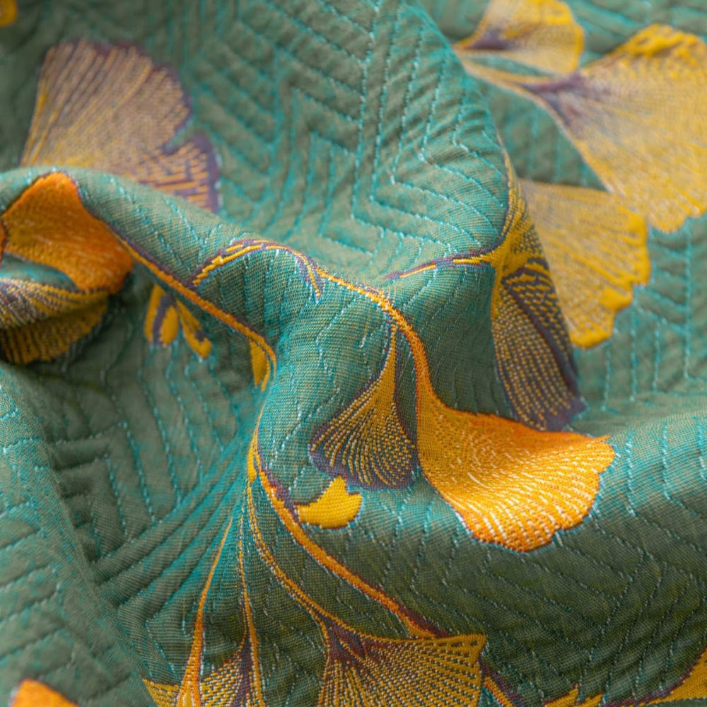 Wendbare Jacquard-Tagesdecke mit Ginkgo-Muster, mit oder ohne Kissenbezüge
