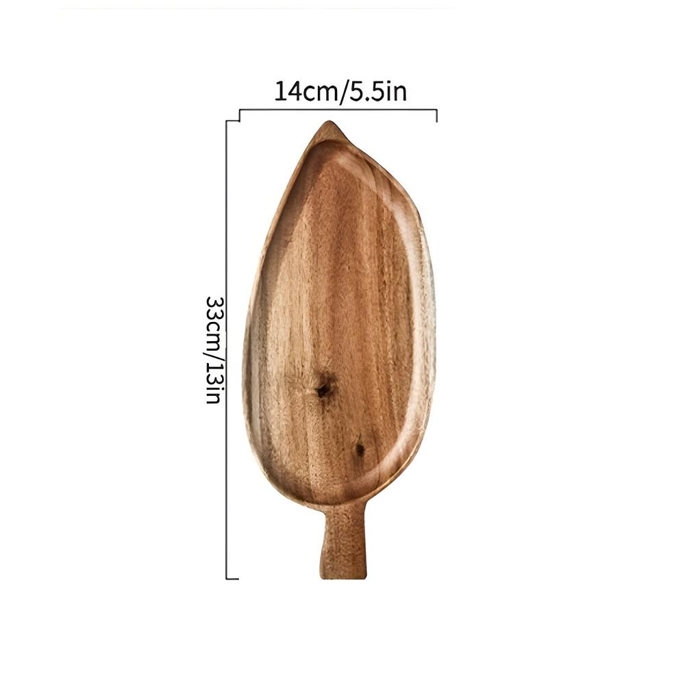 Serviertablett aus Holz in Blattform
