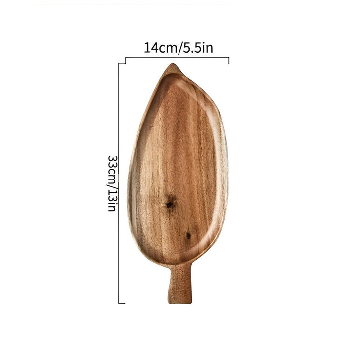Serviertablett aus Holz in Blattform