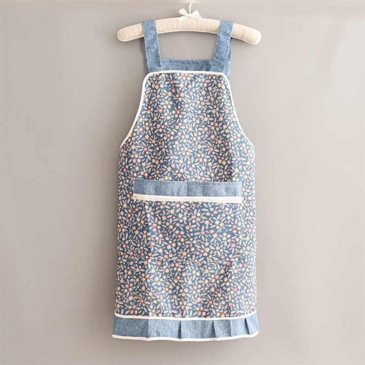 Baumwollschürze mit Hasen- und Blumenmuster