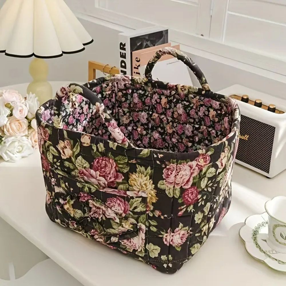 Aufbewahrungskorb aus Stoff mit Blumenmuster 33 x 27 cm