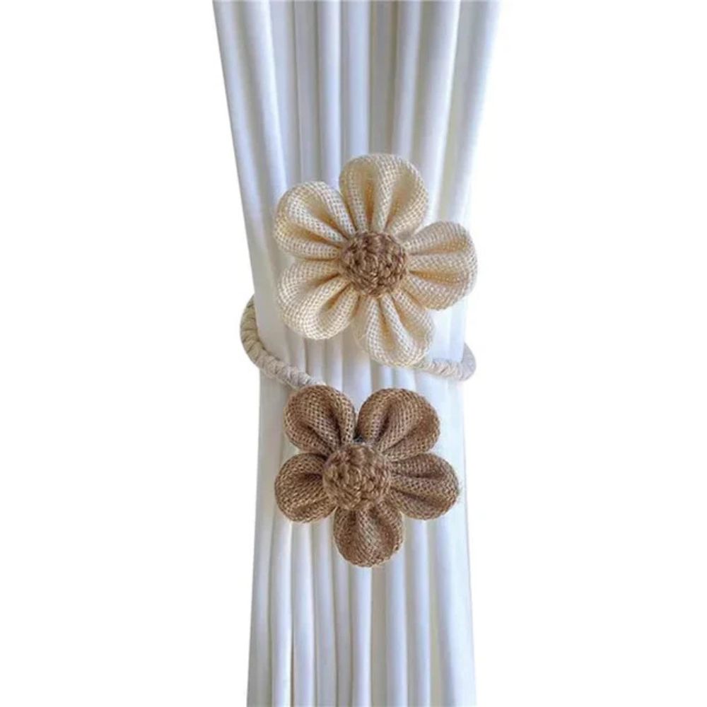 Raffhalter aus Hanfseil mit Blume, 2er-Set