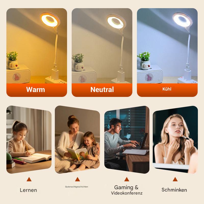 Sprachgesteuerte USB LED Lampe – High-Tech Schreibtischlampe mit Ringlicht & flexiblem Arm