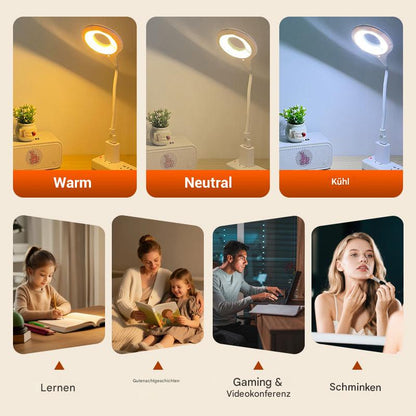 Sprachgesteuerte USB LED Lampe – High-Tech Schreibtischlampe mit Ringlicht & flexiblem Arm